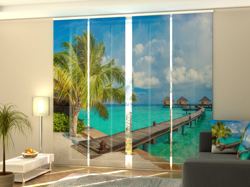 Set of 4 Panel Track Blinds - Bungalows in the Maldives