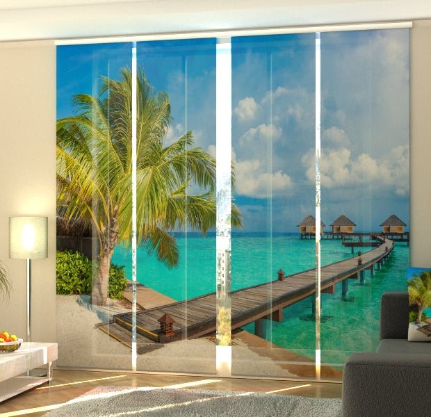 Set of 4 Panel Track Blinds - Bungalows in the Maldives
