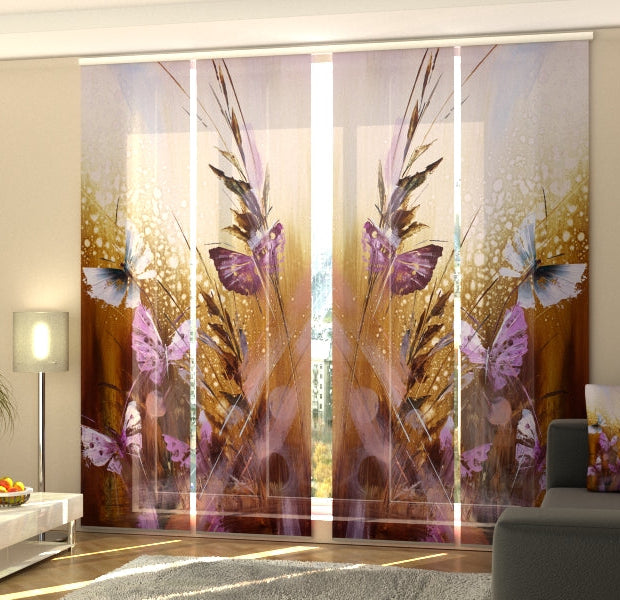Set of 4 Panel Track Blinds - Butterflies and Flowers