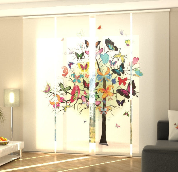 Set of 4 Panel Track Blinds - Butterfly Tree