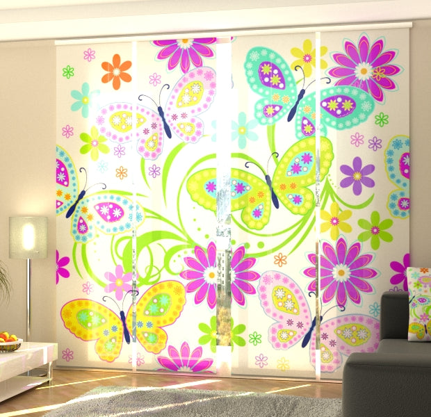 Set of 4 Panel Track Blinds - Butterfly
