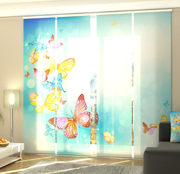 Set of 4 Panel Track Blinds - Butterfly in the sky