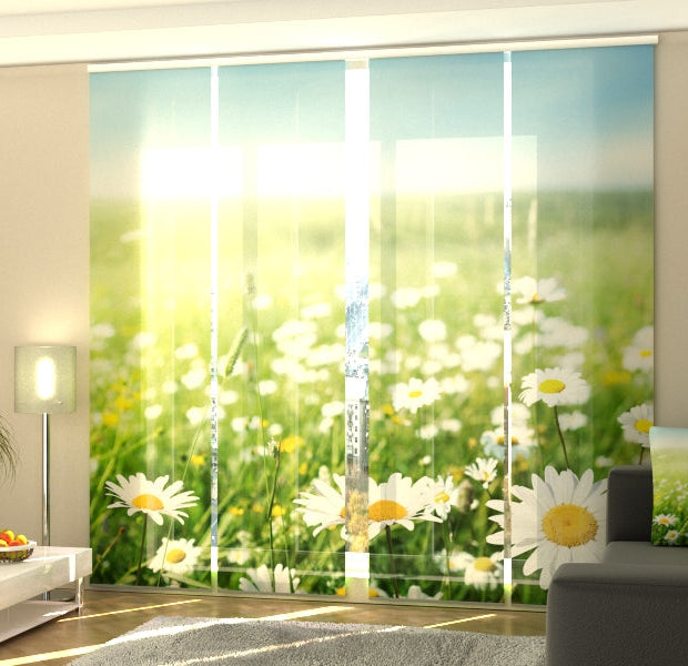 Set of 4 Panel Track Blinds - Camomiles of Provence