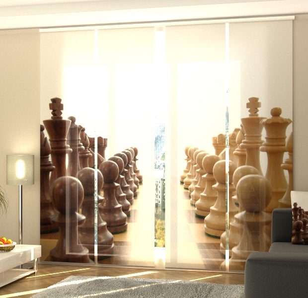 Set of 4 Panel Track Blinds - Chess Forces