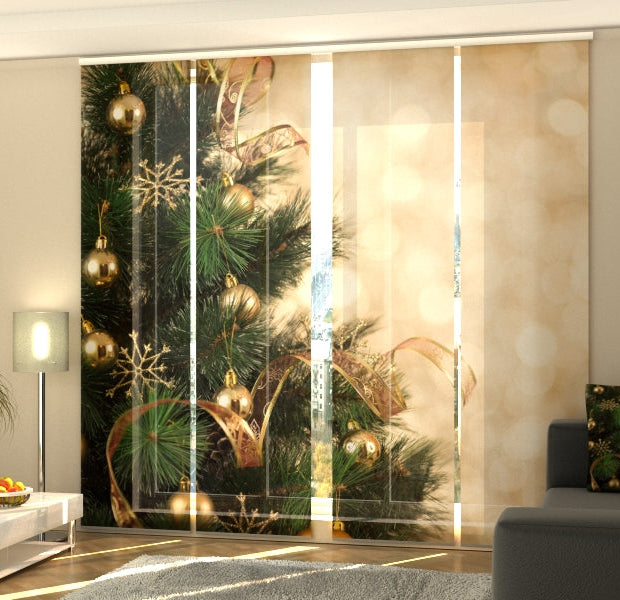 Set of 4 Panel Track Blinds - Christmas Gold