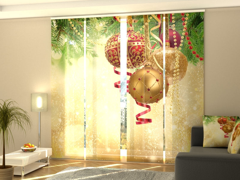 Set of 4 Panel Track Blinds - Christmas Golden Glow