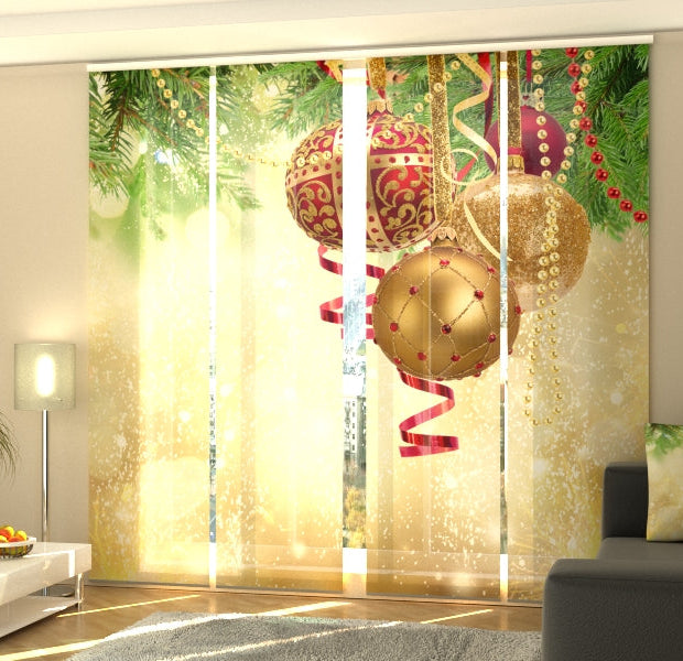 Set of 4 Panel Track Blinds - Christmas Golden Glow