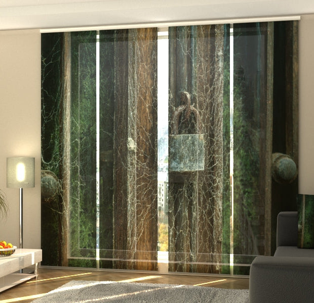 Set of 4 Panel Track Blinds - Cobweb on an Old Lock