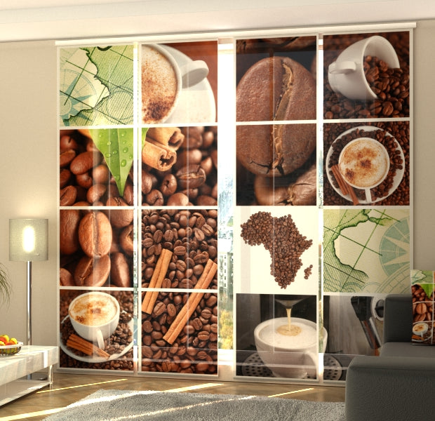 Set of 4 Panel Track Blinds - Coffee Africa
