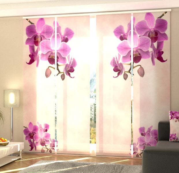 Set of 4 Panel Track Blinds - Colibri Orchids