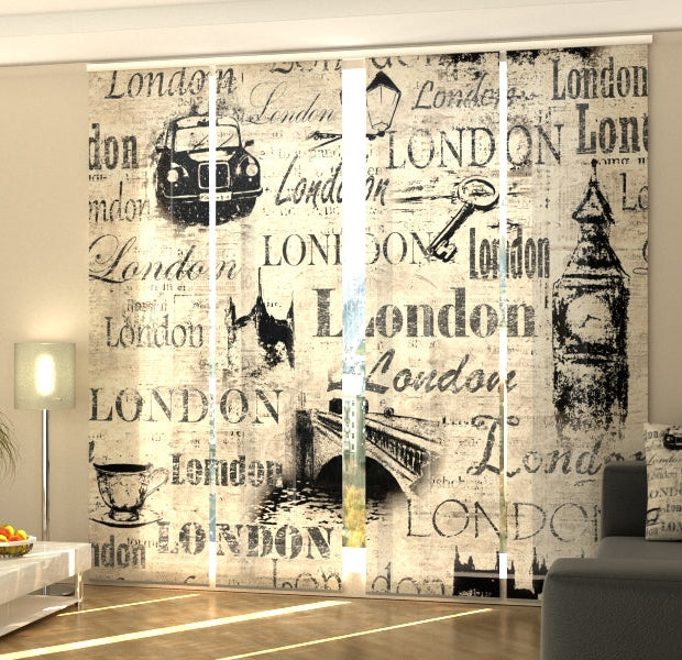 Set of 4 Panel Track Blinds - Collage Old London