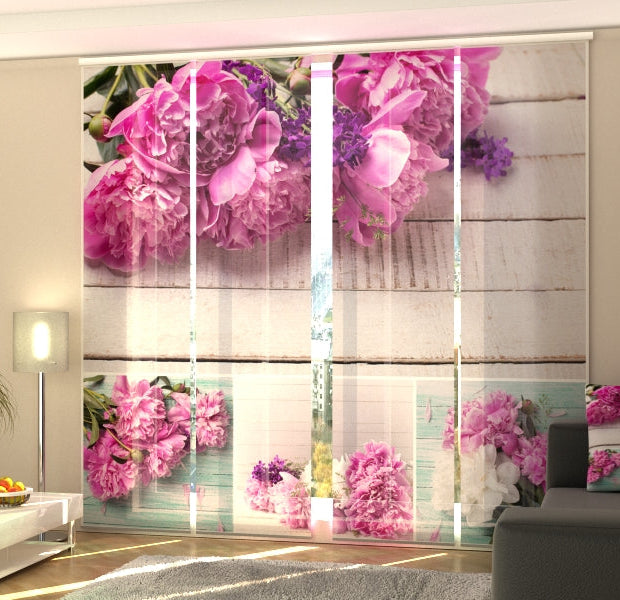 Set of 4 Panel Track Blinds - Collage Peonies