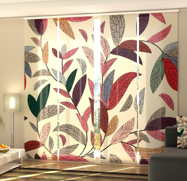 Set of 4 Panel Track Blinds - Colorful Leaves