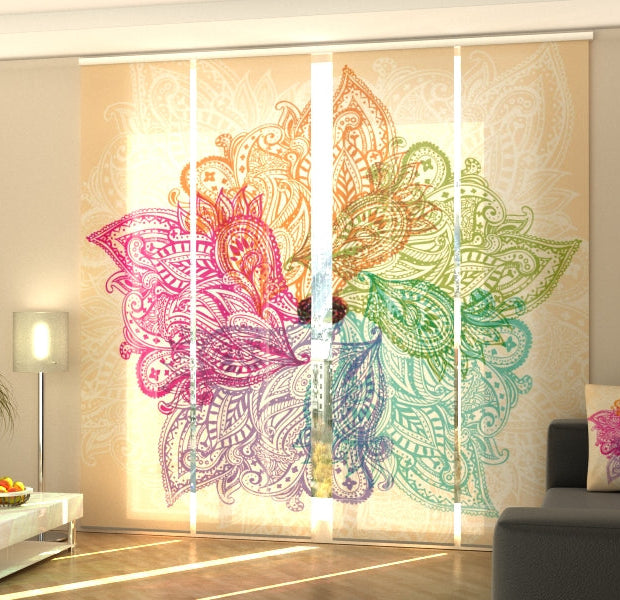Set of 4 Panel Track Blinds - Colorful Mandala