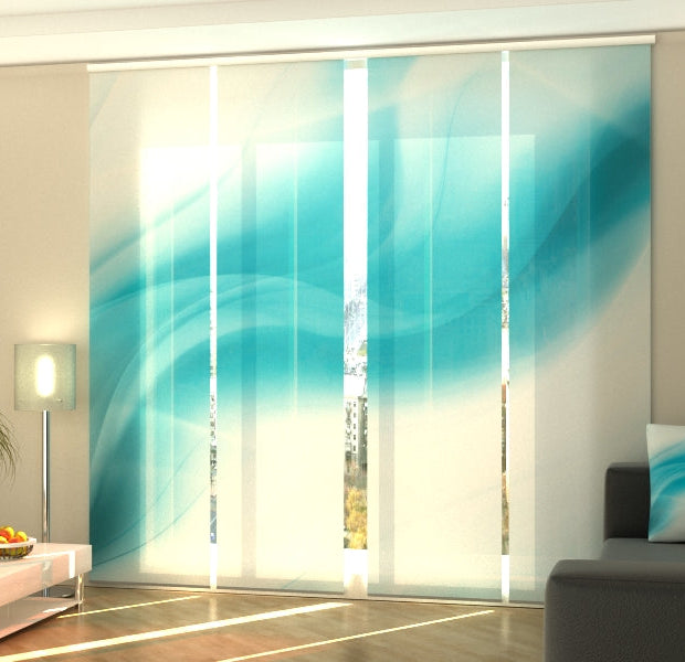 Set of 4 Panel Track Blinds - Delicate Blue Abstraction