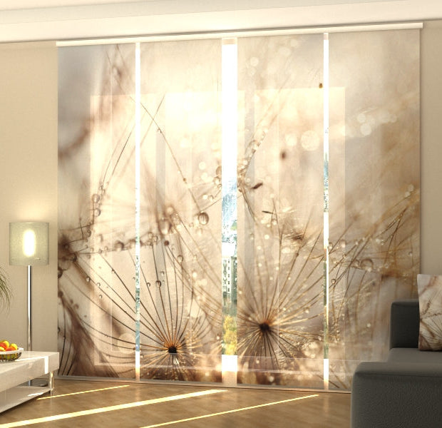 Set of 4 Panel Track Blinds - Delicate Dandelion Flower