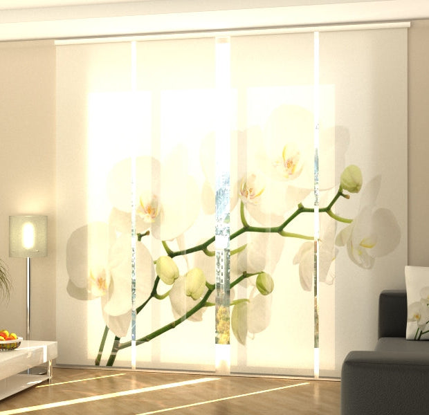 Set of 4 Panel Track Blinds - Delicate White Orchid