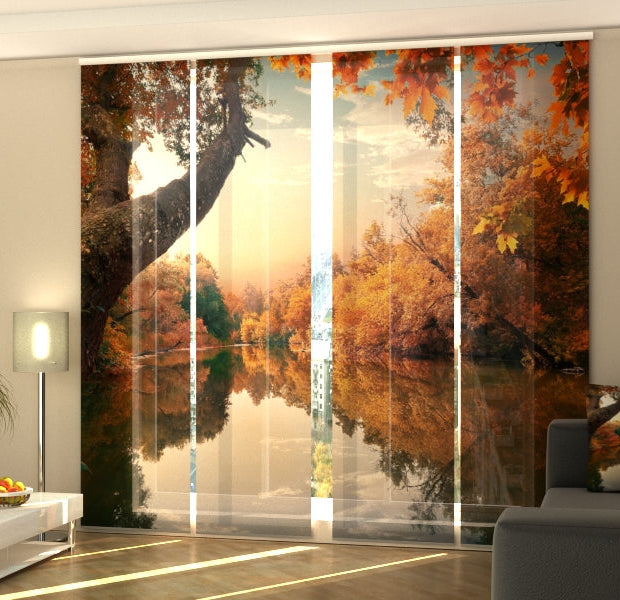 Set of 4 Panel Track Blinds - Delightfull Orange Autumn