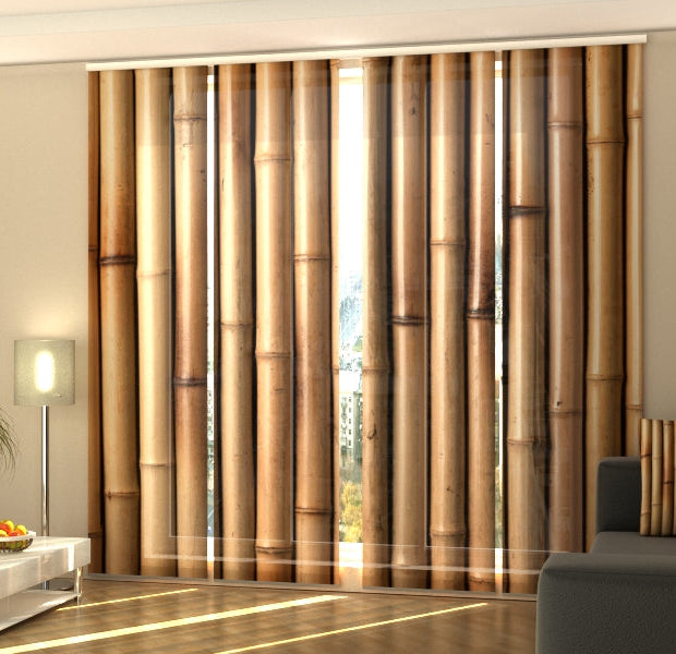 Set of 4 Panel Track Blinds - Dry Brown Bamboo