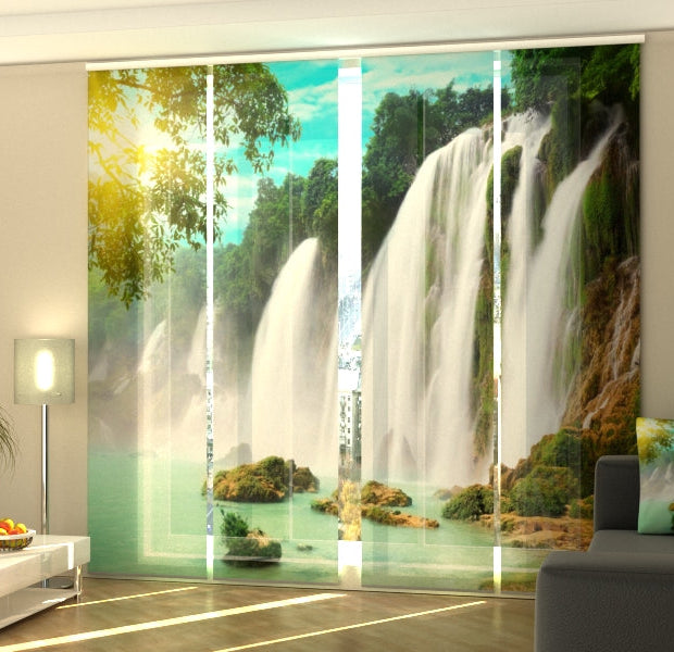 Set of 4 Panel Track Blinds - Fascinating Detian Waterfall