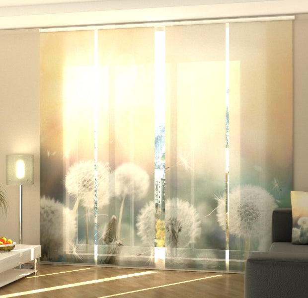 Set of 4 Panel Track Blinds - Field of Dandelions in the Sunset
