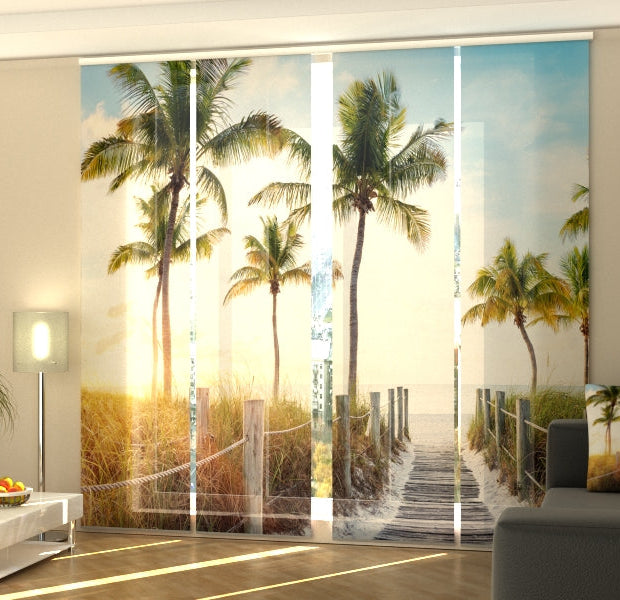 Set of 4 Panel Track Blinds - Footbridge to the Beach