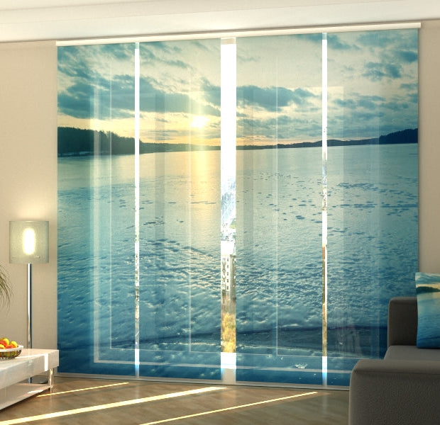 Set of 4 Panel Track Blinds - Frozen Lake