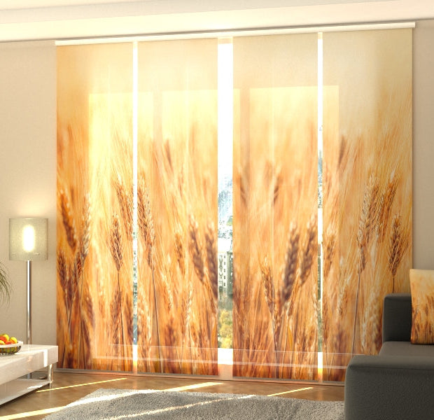 Set of 4 Panel Track Blinds - Golden Wheat Field