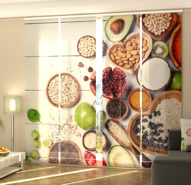 Set of 4 Panel Track Blinds - Healthy Food