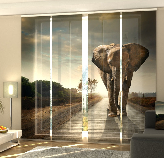 Set of 4 Panel Track Blinds - Imperial Elephant