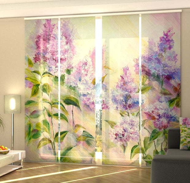 Set of 4 Panel Track Blinds - Lilac Bush at Sunrise