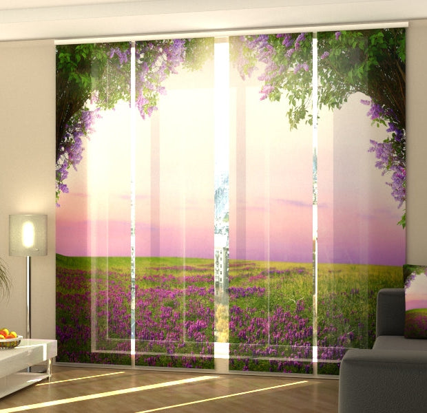 Set of 4 Panel Track Blinds - Lilac Garden