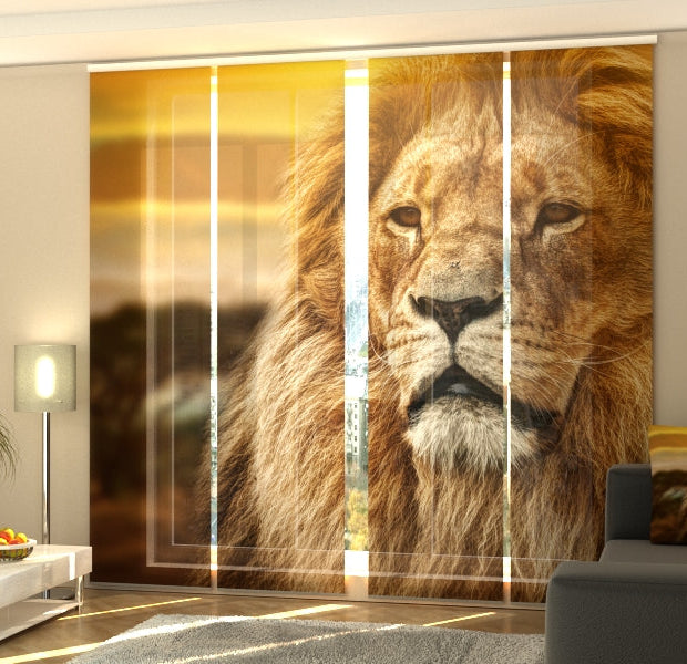 Set of 4 Panel Track Blinds - Lion in Savanna