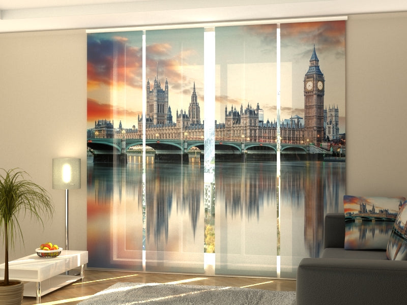 Set of 4 Panel Track Blinds - London Big Ben and Houses of Parliament