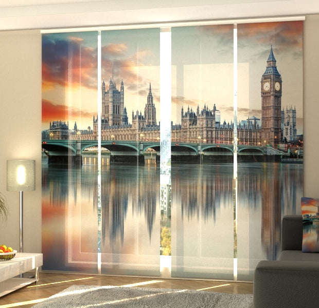Set of 4 Panel Track Blinds - London Big Ben and Houses of Parliament