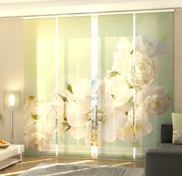 Set of 4 Panel Track Blinds - Mint Roses