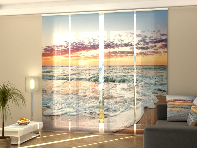 Set of 4 Panel Track Blinds - Ocean Sunrise