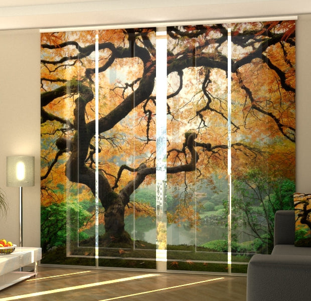 Set of 4 Panel Track Blinds - Old Japanese Maple