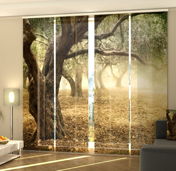 Set of 4 Panel Track Blinds - Old Olive Trees