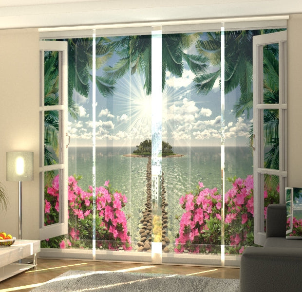 Set of 4 Panel Track Blinds - Open Window