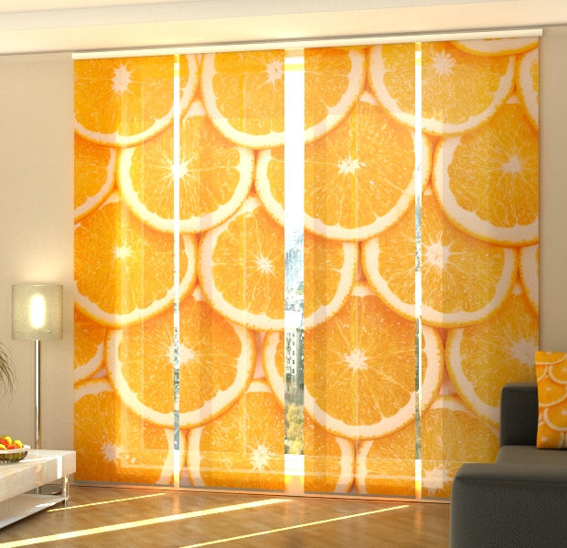 Set of 4 Panel Track Blinds - Orange Summer