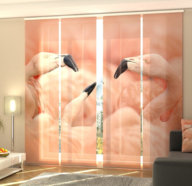 Set of 4 Panel Track Blinds - Amazing Pink Flamingos