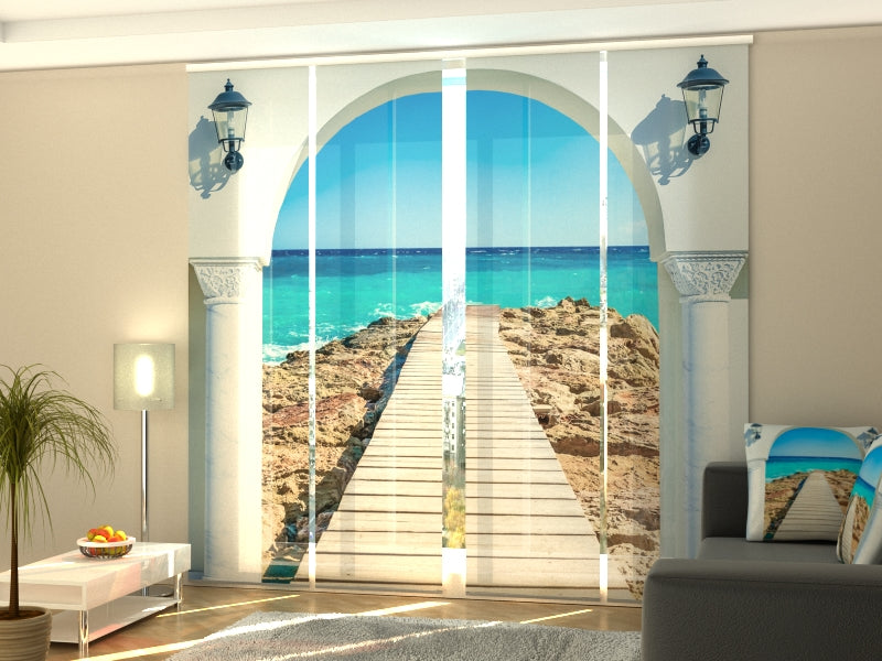 Set of 4 Panel Track Blinds - Arch to the Sea