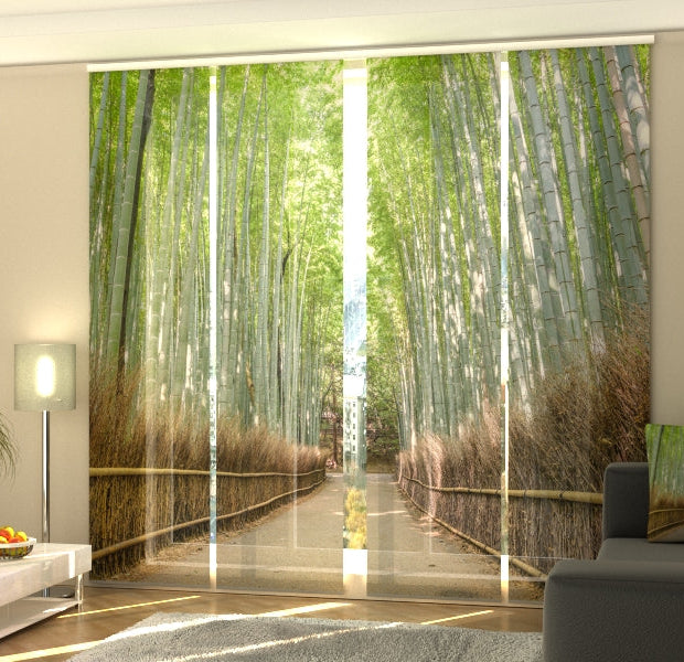 Set of 4 Panel Track Blinds - Bamboo Forest in Kyoto