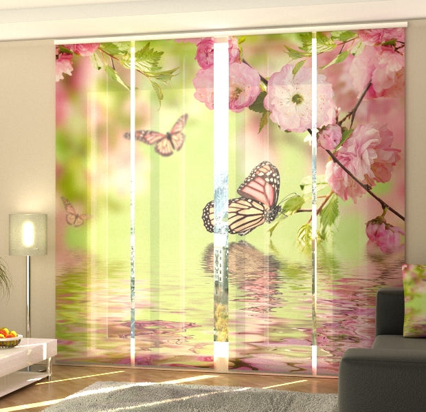 Set of 4 Panel Track Blinds - Butterflies in Spring