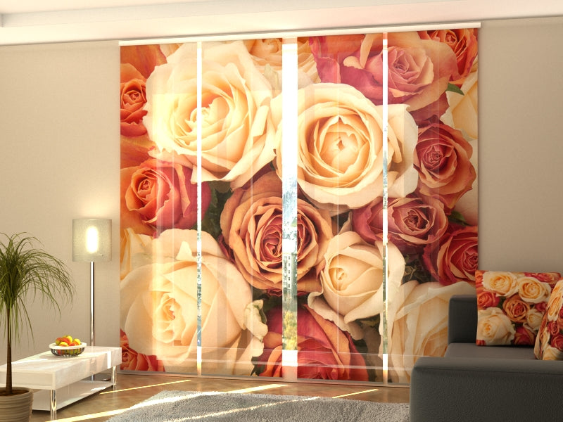 Set of 4 Panel Track Blinds - Candy Roses