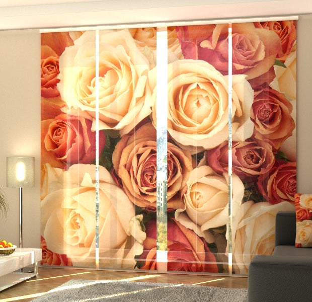 Set of 4 Panel Track Blinds - Candy Roses