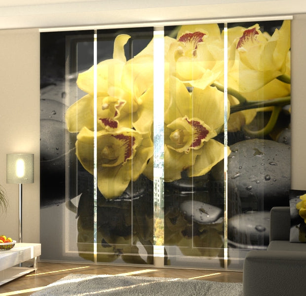 Set of 4 Panel Track Blinds - Citreous Orchids 2