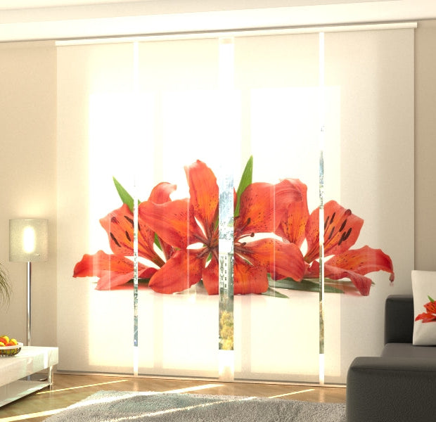 Set of 4 Panel Track Blinds - Fiery Lilies