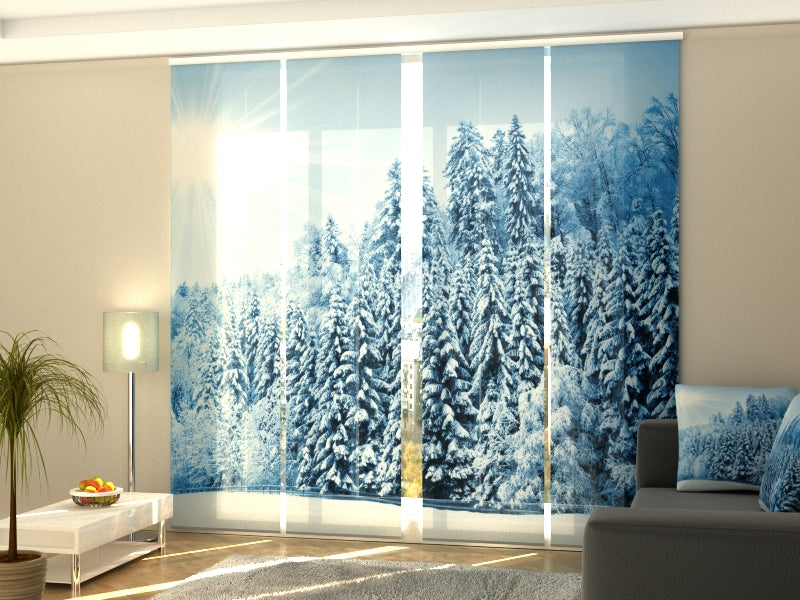 Set of 4 Panel Track Blinds - Forest with Snow and Hoarfrost